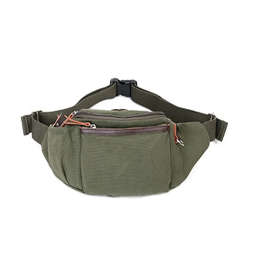 Free Sample Best Personalized Men's Canvas Fanny Pack Waist Bag Outdoors Running Pack