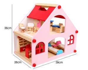 Aanpasbare Diy Houten Poppenhuis Kit Met Miniatuur Meubels Voor Meisjes Doen Alsof Spelen Houten Diy Poppenhuis Kit