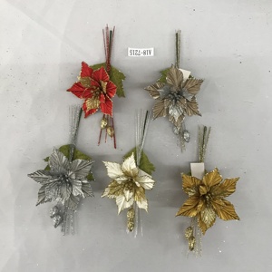 بريق الاصطناعي البونسيتة الجذعية واحدة مع 2 أوراق - Product Image 2