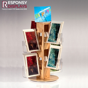 Étagère de présentation en bois à plusieurs niveaux pour organiser les livres, les magazines, les journaux avec une finition en bois naturel dans la <span class=keywords><strong>bibliothèque</strong></span> - Product Image 1