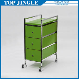 3 Tiers Green Small Home Plastic Trolley with Drawers - Product Image 1