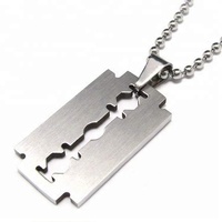 Venda quente 316L Slippy Navalha Blades Pingente Dos Homens de Aço Inoxidável Colar