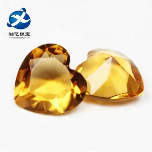 الجملة سعر الأصفر توباز اللون القلب شكل الزجاج الأحجار الكريمة للمجوهرات مجموعات
