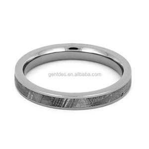 Gentdes Jewelry 4mm/6mm/8mm anello in vero Meteorite gioielli con fascia in titanio Comfort Fit fede nuziale in vero Meteorite per uomo - Product Image 4
