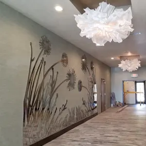 Foshan stainless steel custom fabrication services dandelion flower design decorative laser cut wall panels