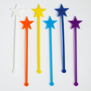 Colorido estrella de corte láser de acrílico en forma de <span class=keywords><strong>bebida</strong></span> agitador palos - Product Image 2