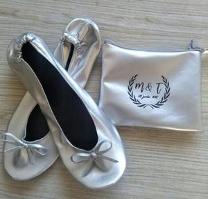 Zapatos de Baile Plegables y Flexibles para Mujer <span class=keywords><strong>en</strong></span> <span class=keywords><strong>Venta</strong></span> para Fiesta de Boda con Bolso a Juego - Product Image 2