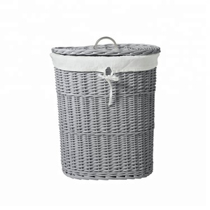 Panier à linge en osier gris Willow de la <span class=keywords><strong>collection</strong></span> Gery Home, rangement d'angle, panier à linge avec couvercle - Product Image 3
