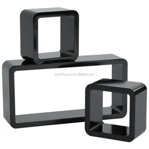 رفوف مكعب حائطية سوداء مثبتة على الحائط ثنائية اللون - Product Image 1