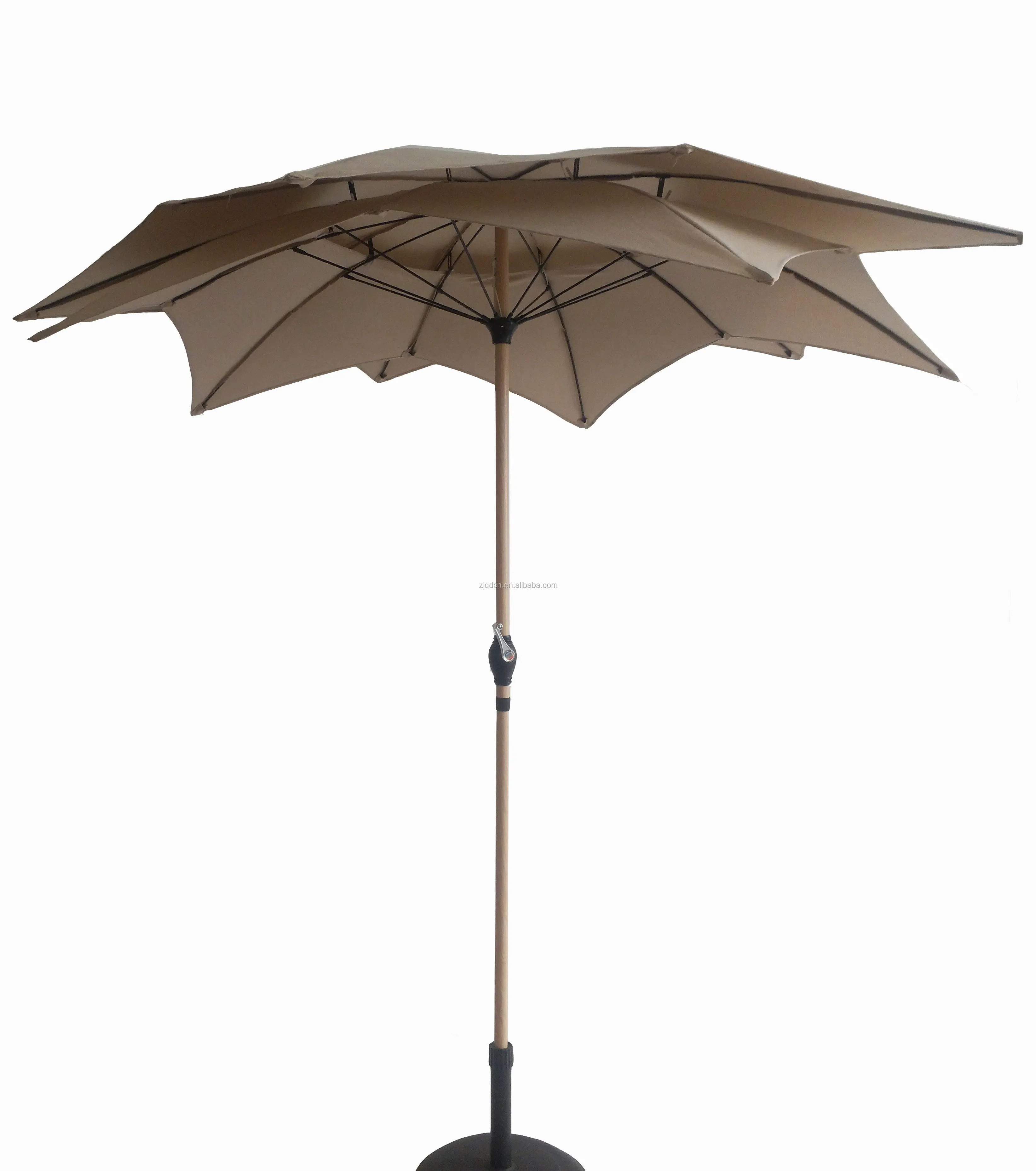 مظلة بأشكال زهرة اللوتس من تشيندا لو بابيلون, مظلة للفناء على شكل زهرة اللوتس ، طبقة مزدوجة من الألياف الزجاجية ، مع أعمدة مطبوعة من الخشب ، مظلة شاطئية