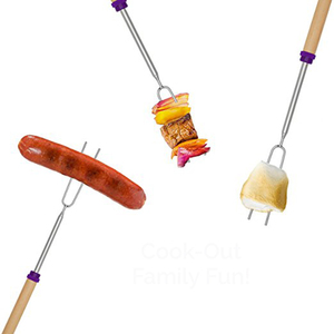 2025 thiết kế mới sản phẩm căng thép không gỉ thịt nướng ngã ba 8 màu gỗ xử lý Marshmallow rang BBQ gậy - Product Image 5
