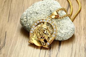 Gioielli in oro di strass <span class=keywords><strong>cavallo</strong></span> <span class=keywords><strong>collana</strong></span> pendente di fusione - Product Image 4