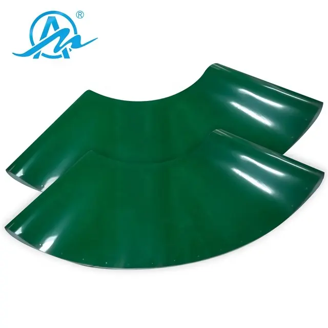 Curva di giro del pvc verde bianco blu nastro trasportatore da 90 gradi nastro trasportatore da 180 gradi