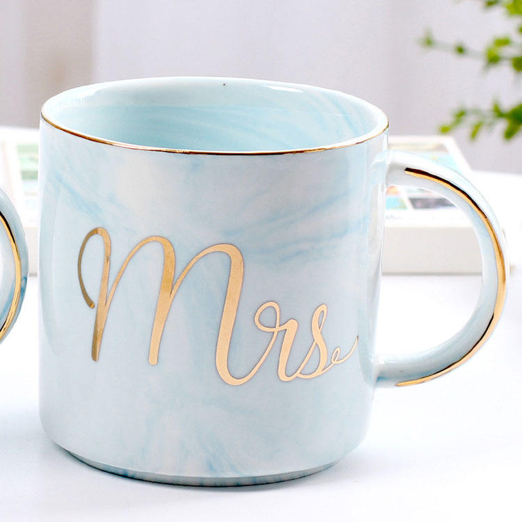 Zogift 14 oz Pour la Mariée et <span class=keywords><strong>le</strong></span> Marié Cadeau De Mariage Café Tasse Mr Mme Couples Camping En Céramique Café Tasse Ensemble - Product Image 4