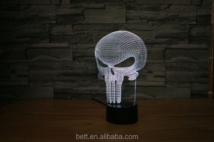 Toque de mordern 3d punisher skull 3d llevó la lámpara de la ilusión óptica - Product Image 5