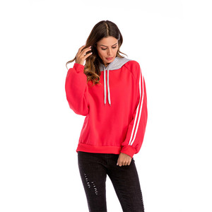 Amazon Venta otoño <span class=keywords><strong>rayas</strong></span> empalmado Oversiezd <span class=keywords><strong>Jersey</strong></span> manga larga Mujer suave sudaderas con capucha y sudaderas con capucha - Product Image 2