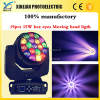 Robot à effet de scène 19 pièces 15w 4 Iin 1 oeil d'abeille zoom tête mobile led dj lumière
