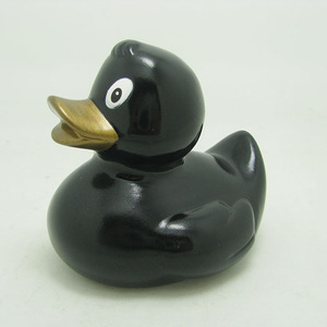 <strong>Custom</strong> Plastic <strong>PVC</strong> Vinyl Bath Toy With Logo Printed <strong>Floating</strong> Black Bath Rubber Black <strong>Duck</strong> With Golden Beak for Kids - Product Image 2
