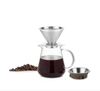 Nouvelle cafetière manuelle en verre borosilicate transparent réutilisable, pour le café filtre à la maison ou en voyage, faite à la main et soufflée à la bouche, 600 ml
