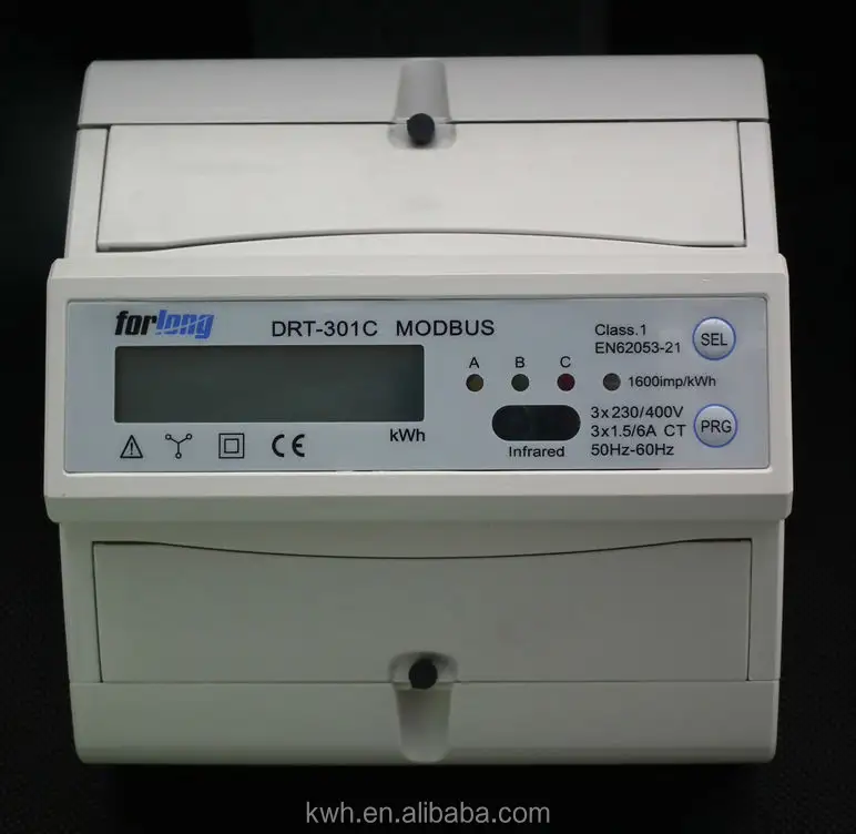 Amperímetro eléctrico con pantalla digital de 3 fases, amperímetro con sistema AMR/AMI, aprobado por CE y ROHS, DRT-301C modbus