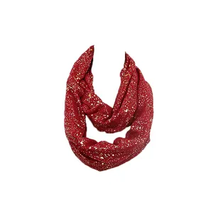 Poliéster Shimmer Double Side Eternity Loop Infinito Scarf Shawl