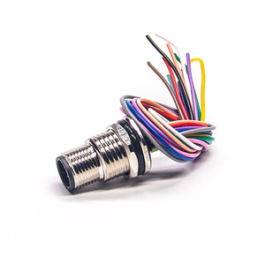 Ip67 a montagem do painel frontal macho codificação com conector de 12 pinos m12 fios de codificação de cor - Product Image 3