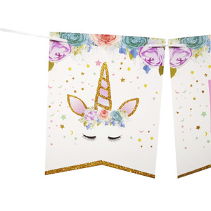 Pancarta de Papel Personalizada con Diseño de Unicornio para Fiesta de Cumpleaños de Niña o Niño, Decoraciones de Cumpleaños, Tamaños de 6.3 y 7.8 Pulgadas, <span class=keywords><strong>Vrise</strong></span> - Product Image 5