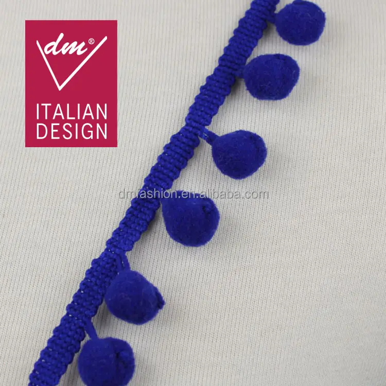 Alta calidad del diseño simple azul pom pom recortar para ropa