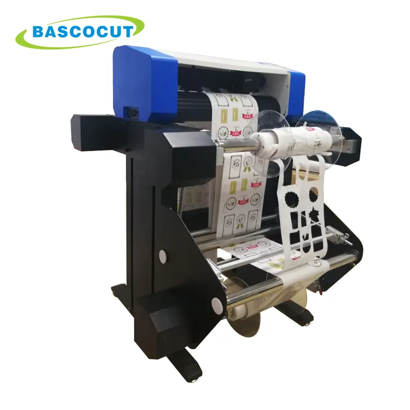 Numérique rouleau à rouleau étiquette découpeuse/Bascocut rouleau imprimante d'étiquettes machine de découpe