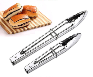 Kitchen Utensil Food <strong>BBQ</strong> <strong>Tongs</strong> 9'' 12'' Salad Vegetable Bread Food <strong>Tong</strong> Stainless Steel Keep the Item Dry and Clean 0.8/1.2mm - Product Image 2