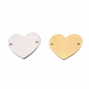 20x17mm High Polished Stainless Steel Metal Wholesales Engravable Logo Personalized Heart Charm