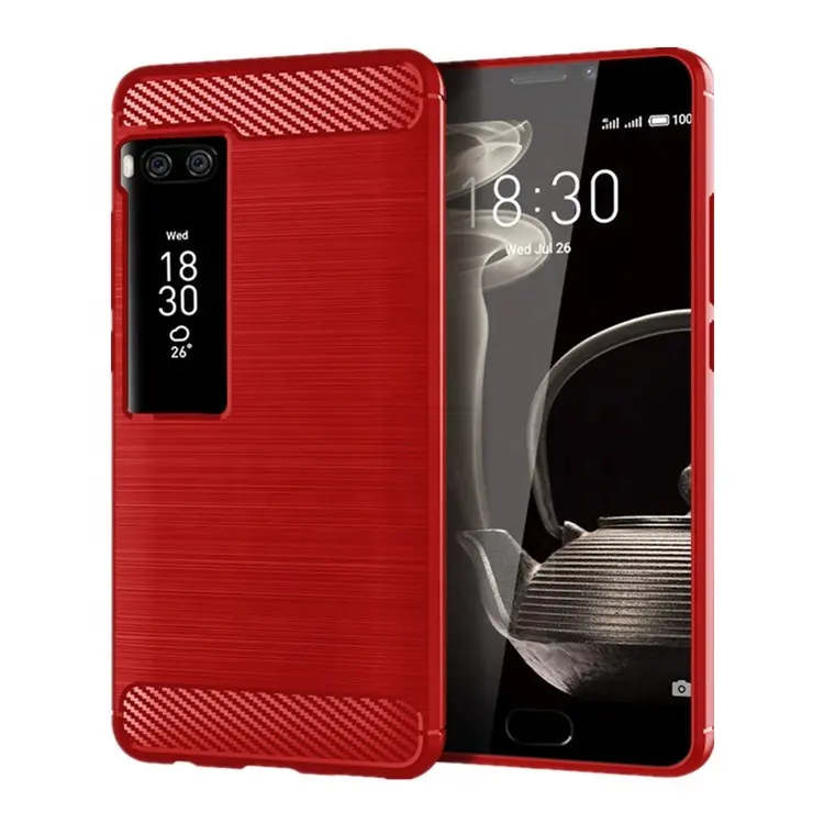 New trendy high quality soft TPU brushed textured shockproof premium mobile phone back cover case for MEIZU Pro 7 Plus