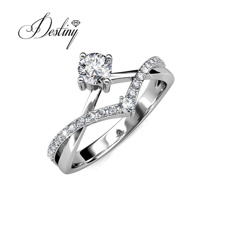 Brass with 18K white gold plated Double Wishbone Ring