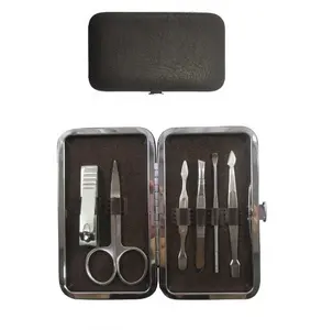Promotional gift 6pcs leather case of Japanese stainless steel nail art pedicure set men manicure set