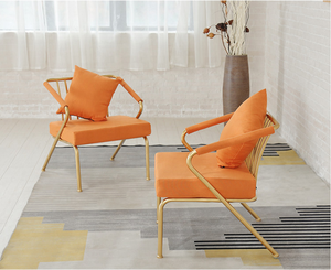 2025 thiết kế sang trọng Đồ nội thất hiện đại nhà khách sạn ban công Salon Vòng Vàng chân kim loại cao cấp Thanh cà phê bàn trà và Ghế bộ - Product Image 6