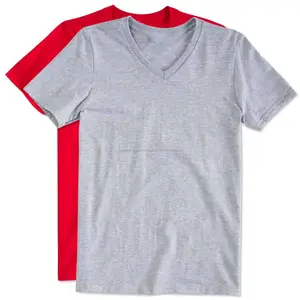 100% de algodón con cuello en v color sólido camisetas en blanco fabricante