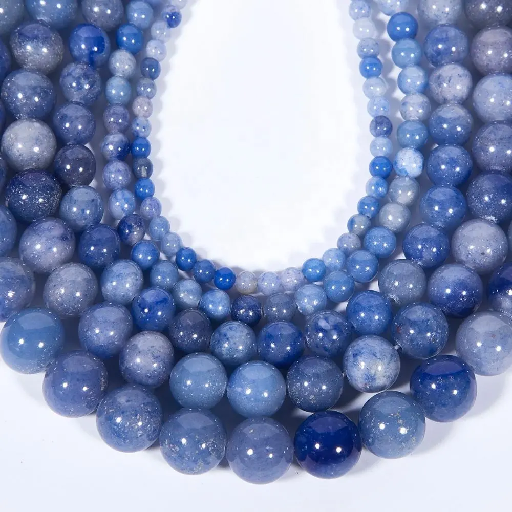 Natural Smooth Round Stone for Jewelry Making Blue Aventurine Gemstone Loose Beads 4mm 6mm 8mm 10mm 12mm