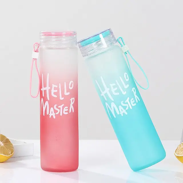 2021ขายดีที่สุด450ML Hello Master Frostedที่กำหนดเองแก้วน้ำขวด