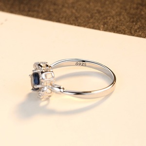 CZCITY — bague en argent Sterling 925 et strass, bague en pierre précieuse bleue avec Surface lisse réglable, CZ - Product Image 6