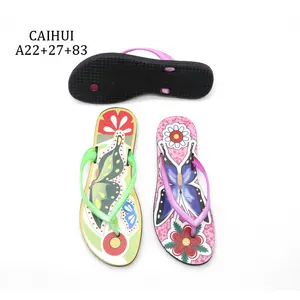 Zapatillas de playa con logotipo personalizado para mujer, Chanclas de goma de PVC con patrón barato