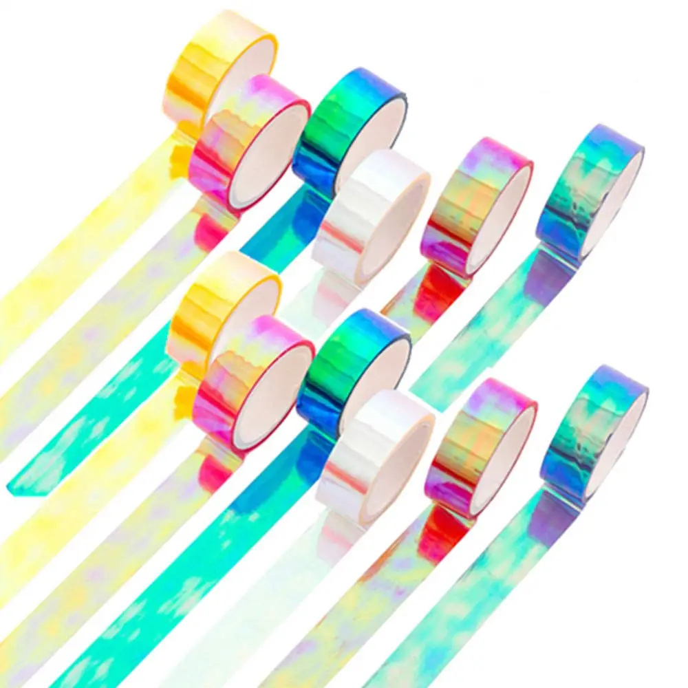 Holographic Holographic Rainbow Colored Masking Tape Decorative Craft Waterproof Adhesive Tape factory