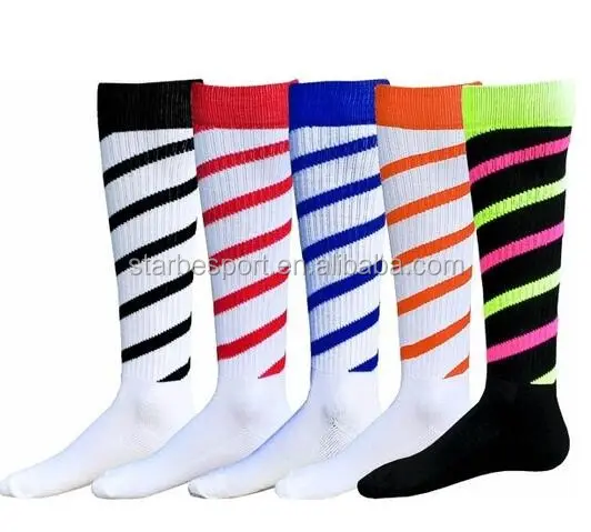 Chaussettes de rugby personnalisées Elite pour hommes bas d'athlétisme en nylon tricoté de haute qualité logo bleu et rouge antidérapant antibactérien sans quantité minimale de commande