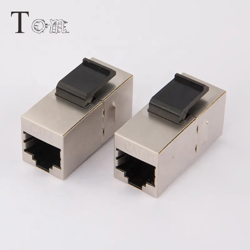 Conector de chaveiro, TOM-KJ-25 cat5e/cat6/cat6a 180 graus de comunicação telefone stp rj45 para rj45 acoplador inline ethernet rede jack de chaveiro