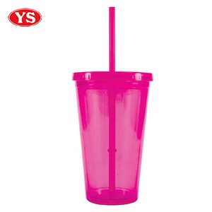 16 oz. प्लास्टिक ठंडा पीने के गिलास के साथ घुंघराले पुआल - Product Image 5