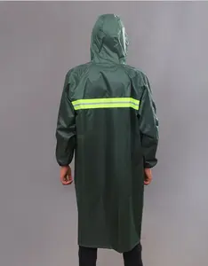 Impermeabile lungo giacca a vento da uomo cappotto di pioggia forte di alta qualità trekking a cavallo di lavoro materiale PVC con nastro riflettente hi viz