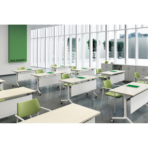 <span class=keywords><strong>Table</strong></span> de réunion de bureau moderne pliable avec <span class=keywords><strong>roulettes</strong></span>, bureau de formation pliable - Product Image 2