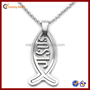 hombres de encargo al por mayor queman acero inoxidable colgante de Jesús <span class=keywords><strong>peces</strong></span> joyería cristiana 316l - Product Image 1