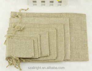 Petite pochette à cordon de jute en <span class=keywords><strong>lin</strong></span> naturel Sacs en toile de jute Surface avec sérigraphie pour bijoux et pochettes cadeaux - Product Image 5