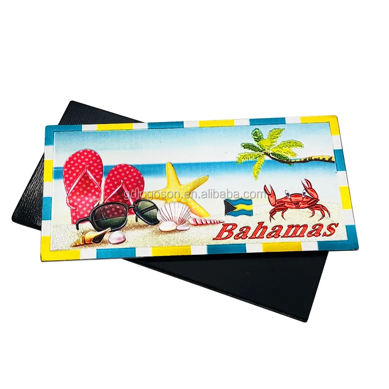 Bahamas Souvenirs Kunden spezifische Foto Kühlschrank Magnete Metallic Folie Aufkleber Island Beach Magnete für Kühlschrank