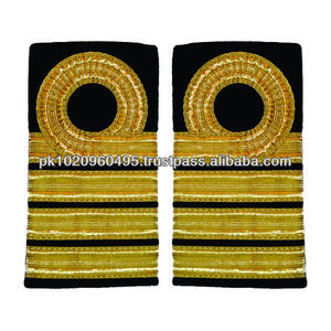 OEM Vàng Thỏi dây vai bảng epaulettes 1 Curl 3 thanh Đội Trưởng xếp hạng đánh dấu bán buôn epaulette thiết kế Curl đẹp - Product Image 2